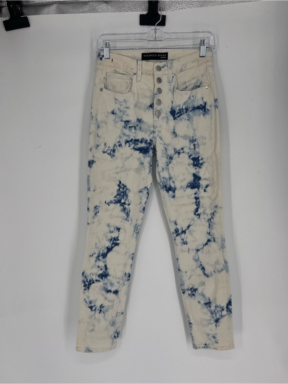 Veronica Beard Debbie High Rise Tie Dye Denim Designer Skinny Jeans 27 NWT